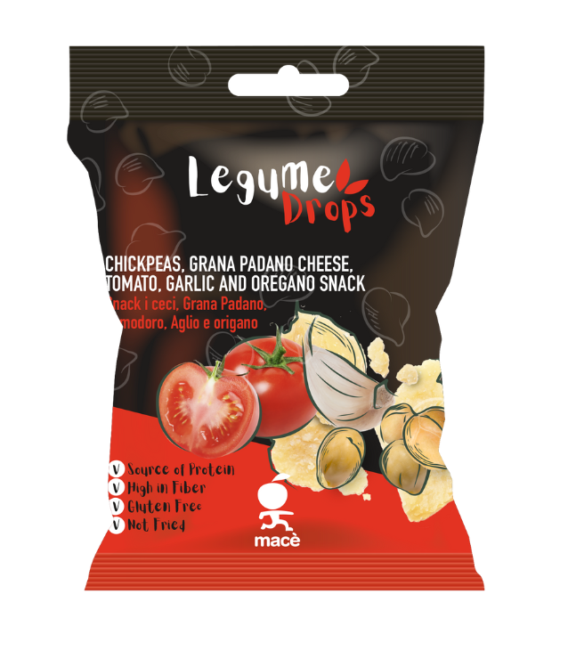 Legume drops Pizzaiola : pois chiches, fromage Grana Padano, tomate, origan et ail